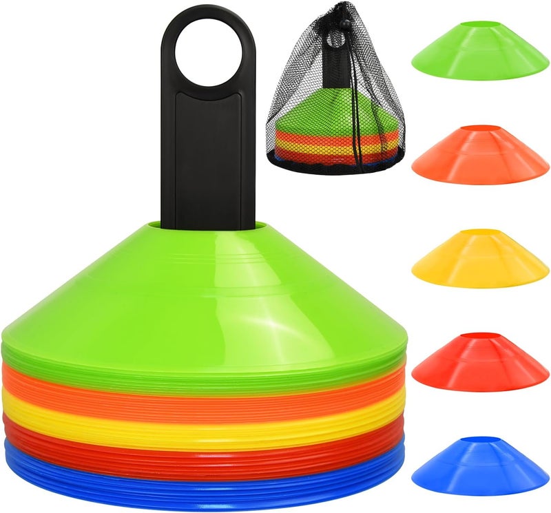 Ruby Q Disc Cones, Soccer Cones, Basketball Cones with Carry Bag and Holder, Football, Soccer, Basketball Training Equipment, 5 Color - Image 1